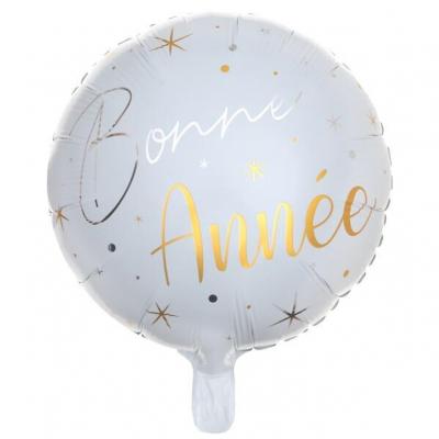 Ballon Bonne Année blanc et or de 45cm pour le nouvel an (x1) REF/6980