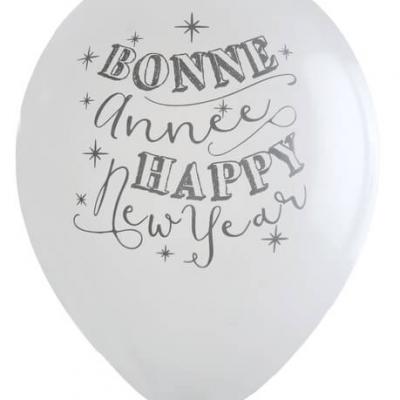 Ballon bonne année blanc (x8) REF/5436