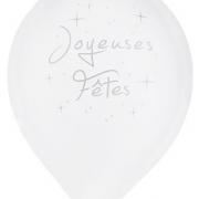 Ballon joyeuses fêtes blanc (x8) REF/4457