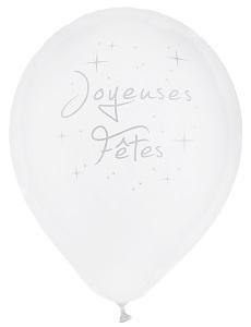 Ballon joyeuses fêtes blanc (x8) REF/4457