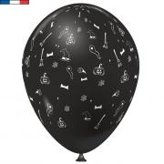 Ballon latex décoratif fête d'Halloween en noir de 30 cm (x8) REF/51322 Fabriqué en France