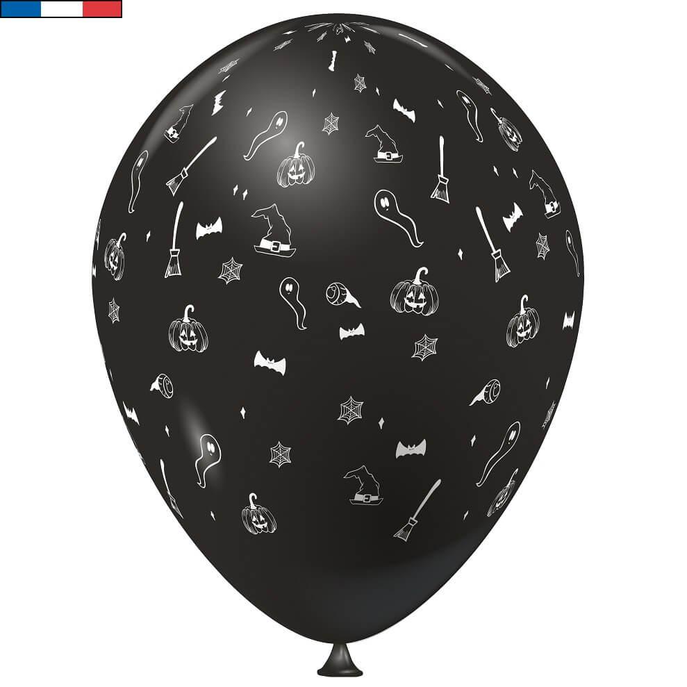 Ballon decoratif latex noir halloween 30cm