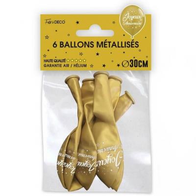 Ballon dore or metallise en latex joyeux anniversaire