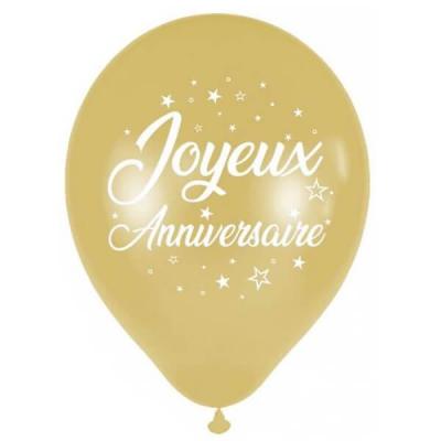 Ballon dore or metallise en latex joyeux anniversaire