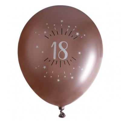 Ballon élégant anniversaire 18 ans en latex de 30cm rose gold (x6) REF/7401