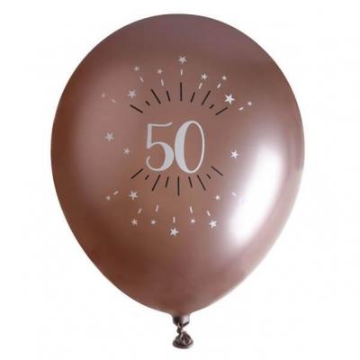 Ballon élégant anniversaire 50 ans en latex de 30cm rose gold (x6) REF/7401