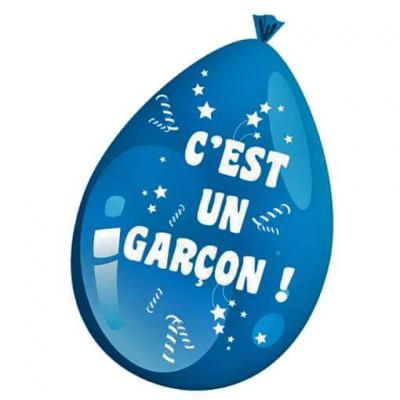 Ballon latex Baby Shower fille ou garçon en bleu et rose REF/48520