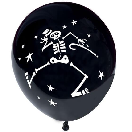 Ballon en latex fete halloween noir avec squelette