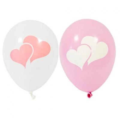Ballon latex mariage coeur blanc et rose 28cm (x8) REF/BAL241