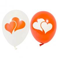 Ballon en latex mariage coeur blanc et rouge