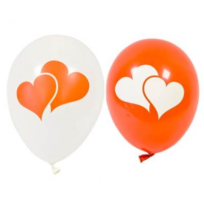 Ballon latex mariage coeur blanc et rouge 28cm (x8) REF/BAL241