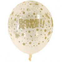 Ballon en latex transparent et or bonne annee