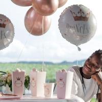 Ballon fete anniversaire princesse blanc et rose gold en aluminium