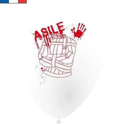 Ballon fete halloween asile blanc et rouge sang