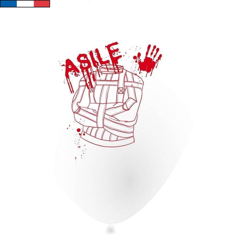 Ballon fete halloween asile blanc et rouge sang