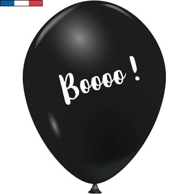 Ballon fête d'Halloween noir fantôme: BOOOO ! 25cm (x10) REF/48858 Fabriqué en France