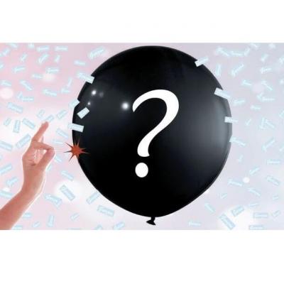 Ballon noir confettis rose fille gender reveal