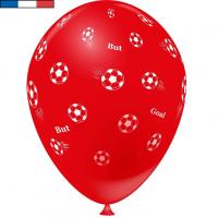 Ballon football rouge en latex de fabrication francaise