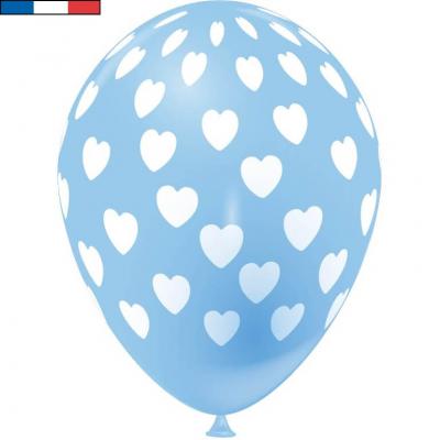 Ballon francais bleu ciel coeur en latex