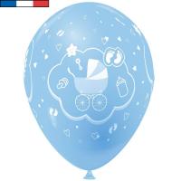 Ballon francais bleu ciel en latex naissance landau