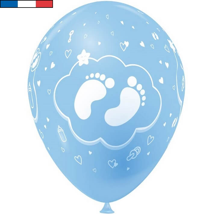 Ballon Francais Naissance Opaque En Latex Bleu Pale R