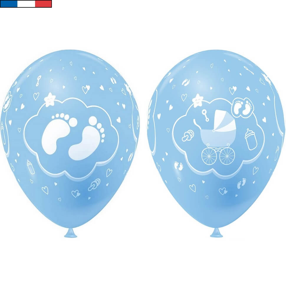 Ballon français naissance opaque en latex bleu pâle R/43655