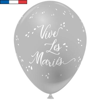 Ballon francais gris et blanc mariage vive les maries en latex
