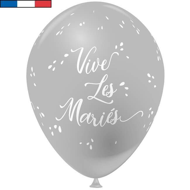 Ballon francais gris et blanc mariage vive les maries en latex