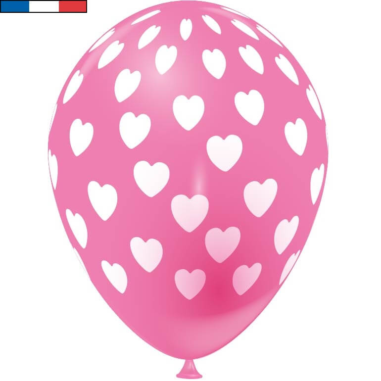 Ballon francais rose bonbon fuchsia coeur en latex