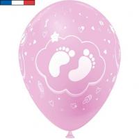Ballon francais rose en latex naissance pied de bebe