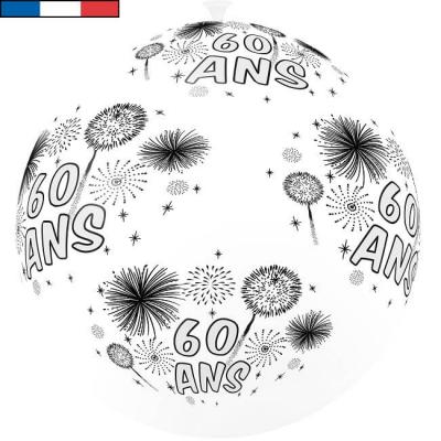 Ballon géant français anniversaire 60ans blanc et noir (x1) REF/29376