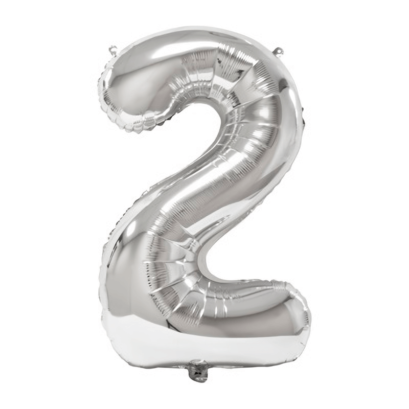Ballon geant anniversaire argent chiffre 2