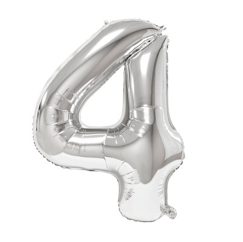 Ballon geant anniversaire argent chiffre 4