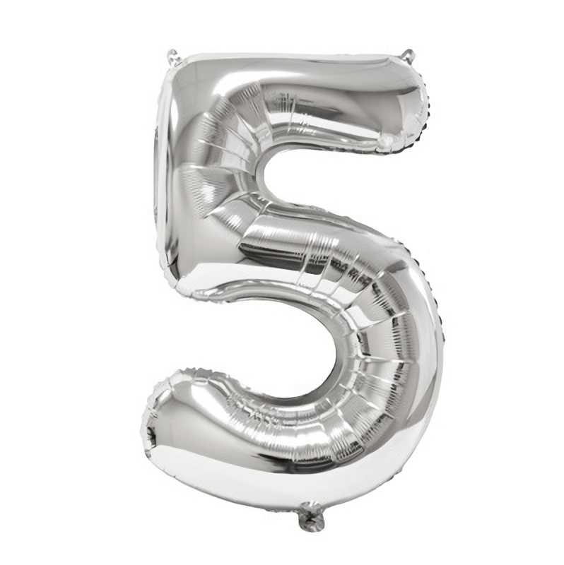 Ballon geant anniversaire argent chiffre 5