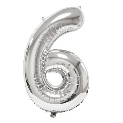 Ballon geant anniversaire argent chiffre 6