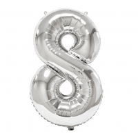 Ballon geant anniversaire argent chiffre 8