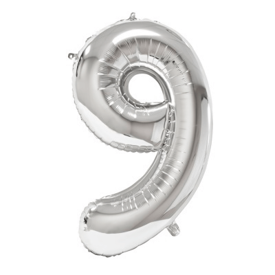 Ballon geant anniversaire argent chiffre 9