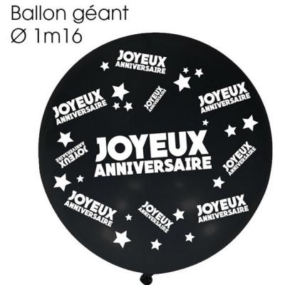 Ballon géant anniversaire noir (x1) REF/BALGA00N