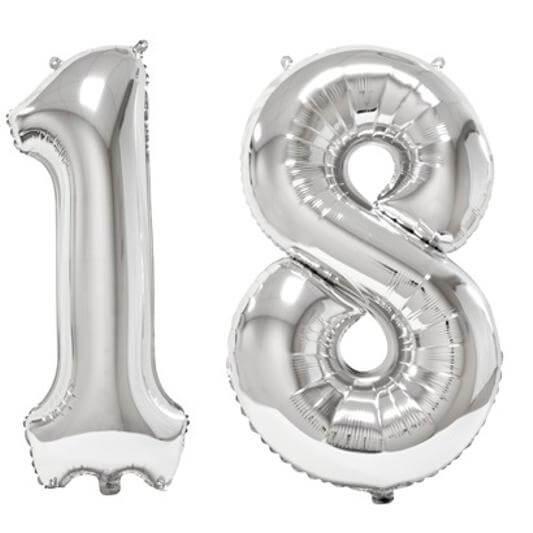 Ballons Age 18 ans Argent 36cm - Décorations