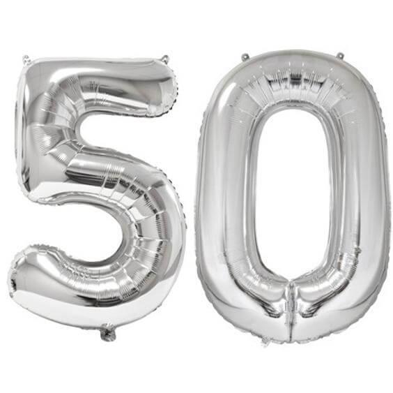 Ballon Chiffre 86cm Argent pour une décoration anniversaire