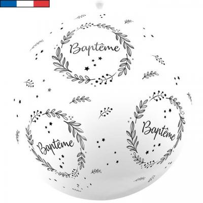 Ballon géant français Baptême blanc 1m (x1) REF/18059