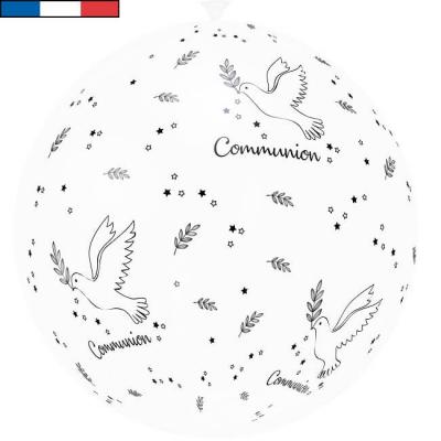 Ballon geant communion blanc et noir en latex de fabrication francaise