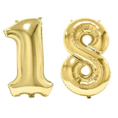 Ballon geant dore chiffre anniversaire 18ans de 86cm