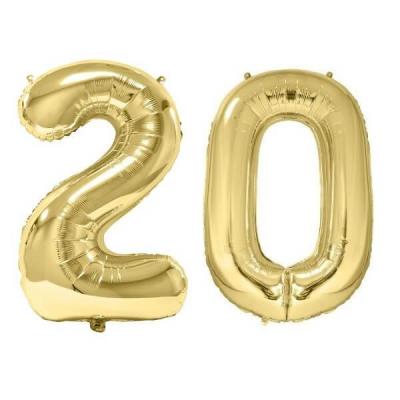Ballon geant dore chiffre anniversaire 20ans de 86cm