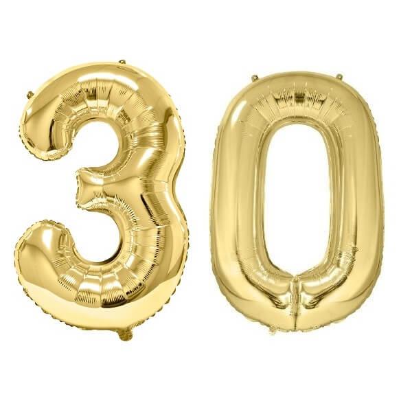 Ballon geant dore chiffre anniversaire 30ans de 86cm