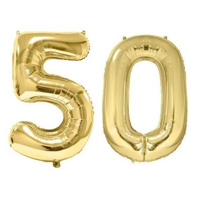 Ballon geant dore chiffre anniversaire 50ans de 86cm