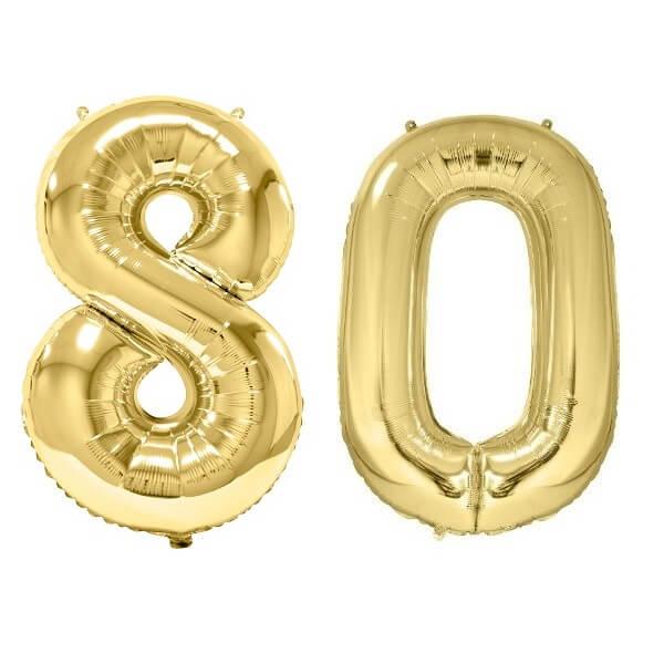 Ballon geant dore chiffre anniversaire 80ans de 86cm