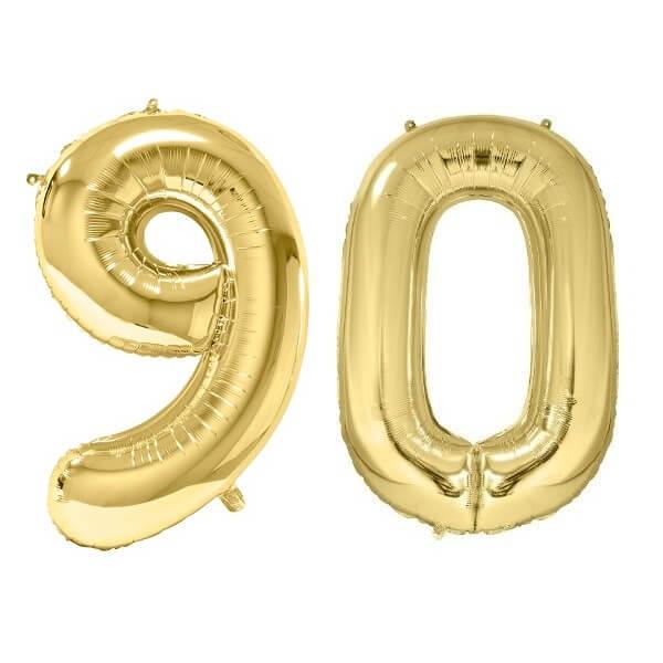 Ballon geant dore chiffre anniversaire 90ans de 86cm
