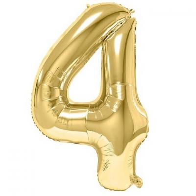 Ballon geant dore metal 86cm anniversaire chiffre 4