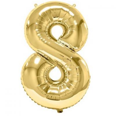 Ballon aluminium doré métallisé chiffre 8 pour anniversaire (x1) REF/BA3012